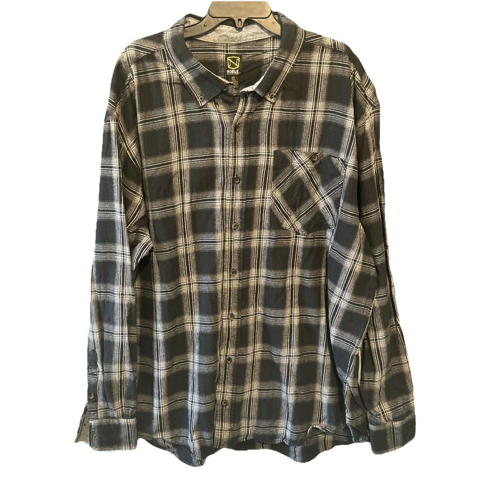 Noble Outfitters Men's Black Flannel Long Sleeve Button Up Shirt Size 3XLT